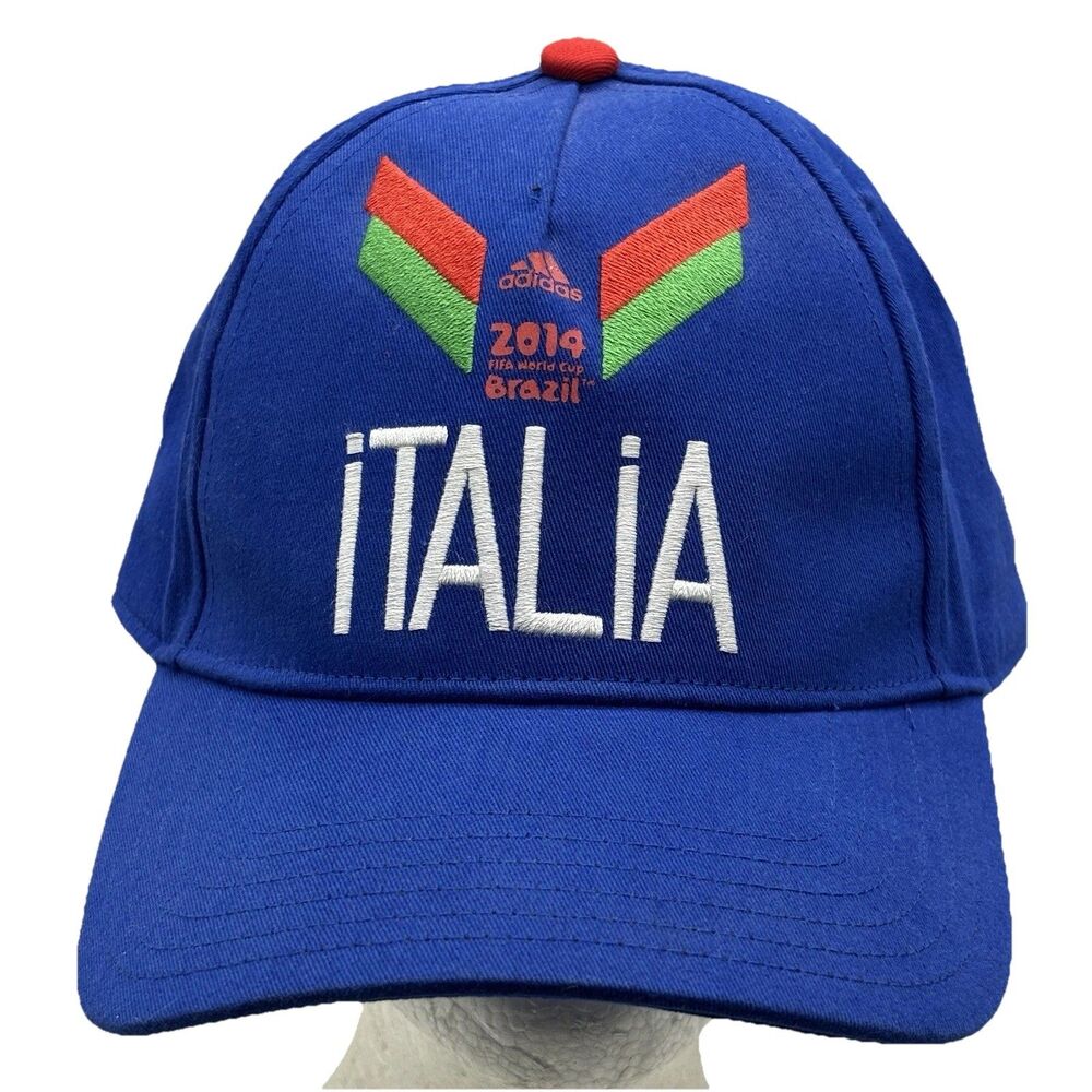 Rare Adidas Italy 2014 World Cup Brazil Blue Strapback Hat | FIGC Italia Soccer
